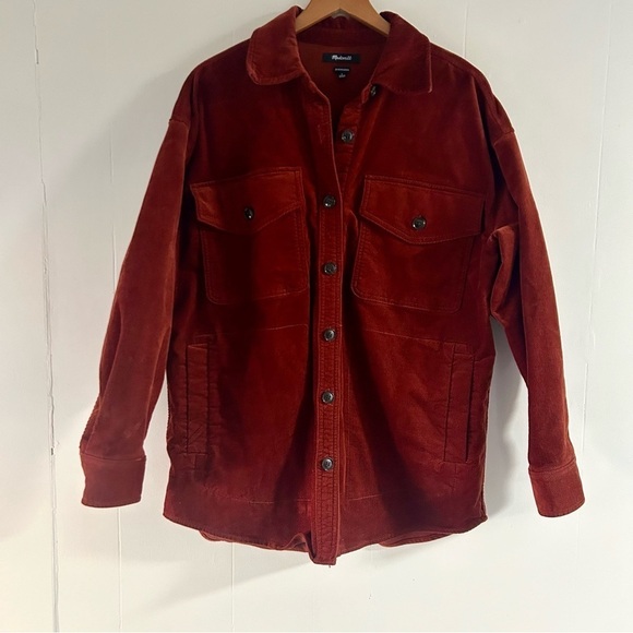 Madewell Corduroy Twill Oversized Shirt-Jacket in Stained Mahogany sz S - Picture 3 of 5